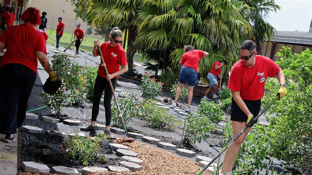 Target helps with beautification of a school